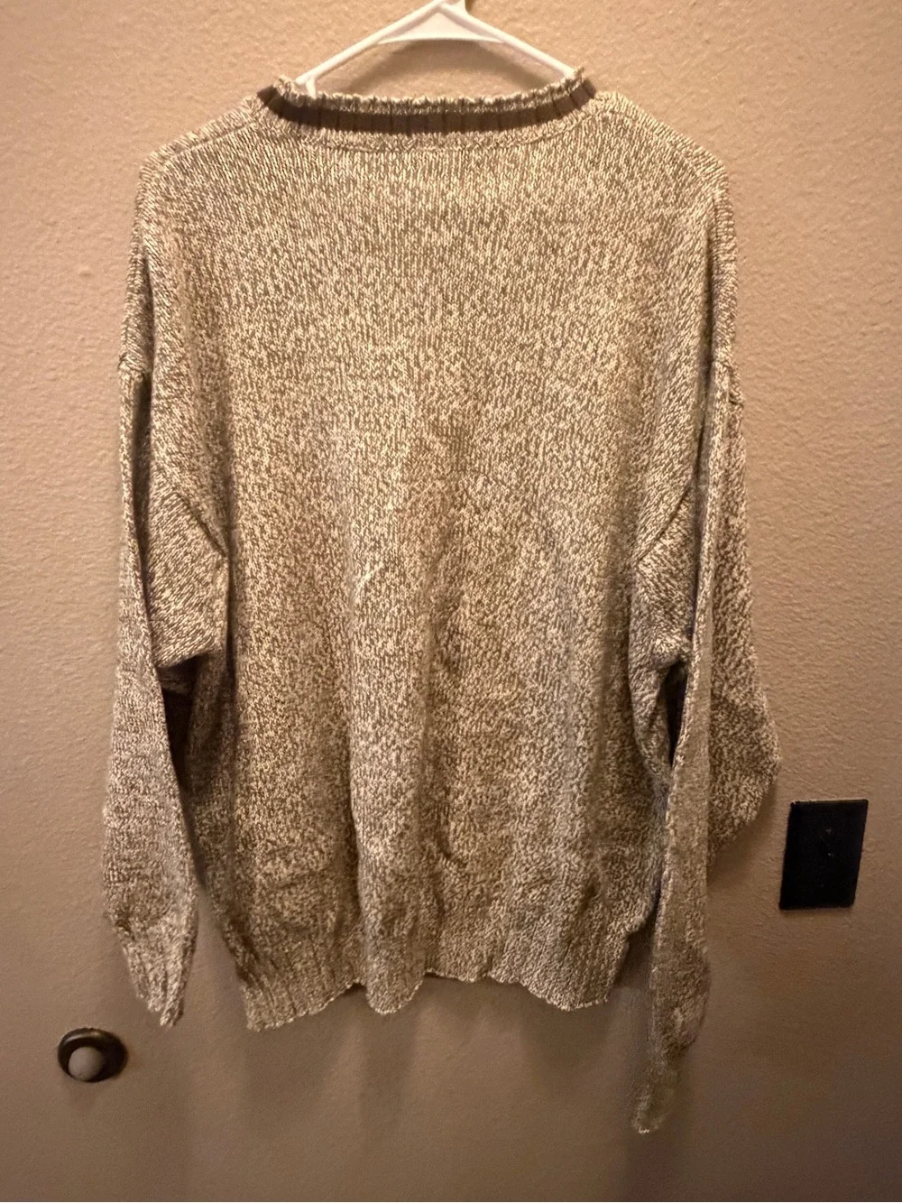 J. Crew Men's Crewneck Sweater in Heathered Beige and Cream